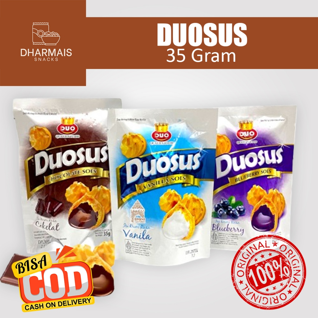 

Duosus soes coklat / Vanilla / blueberry / mystar mini nikmat 35 gram - cemilan sus enak termurah - DHARMAIS SNACK