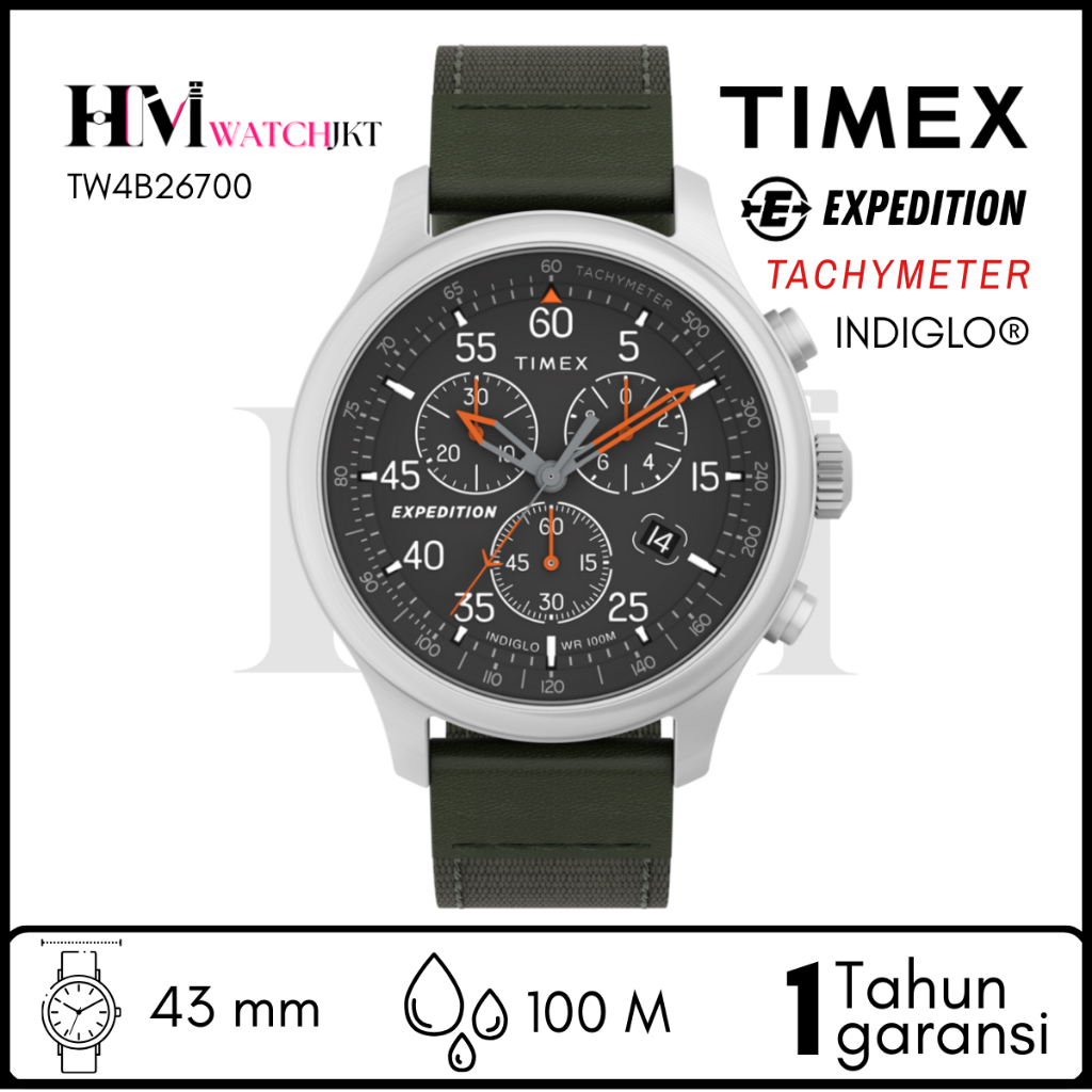 TIMEX TW4B26700 Expedition Field Jam tangan Pria Original Analog Chronograph Antiair
