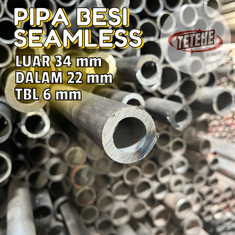 pipa besi seamless od 34mm id 22mm tebal 6mm