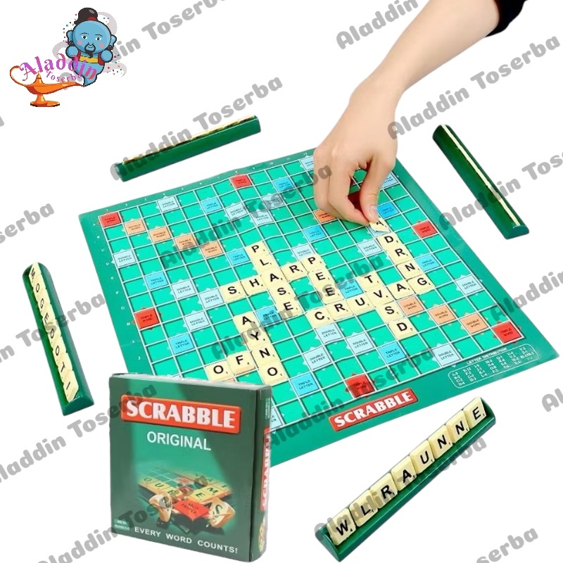 MAINAN ANAK MENYUSUN KATA BAHASA INDONESIA ENGLISH [5220Y] - MAINAN EDUKASI ANAK BOARD GAME SCRABBLE
