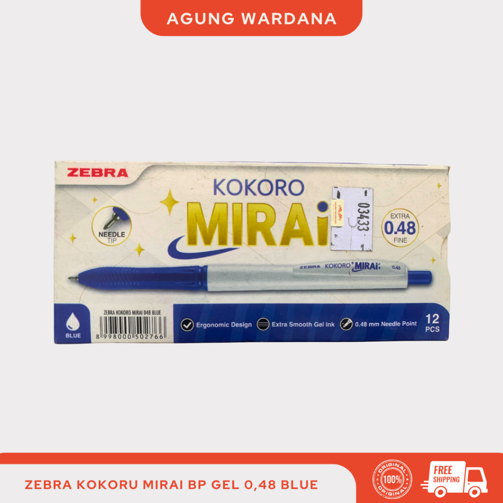 

BOLPOIN BIRU ZEBRA KOKORO MIRAI BP GEL 0,48MM BLUE