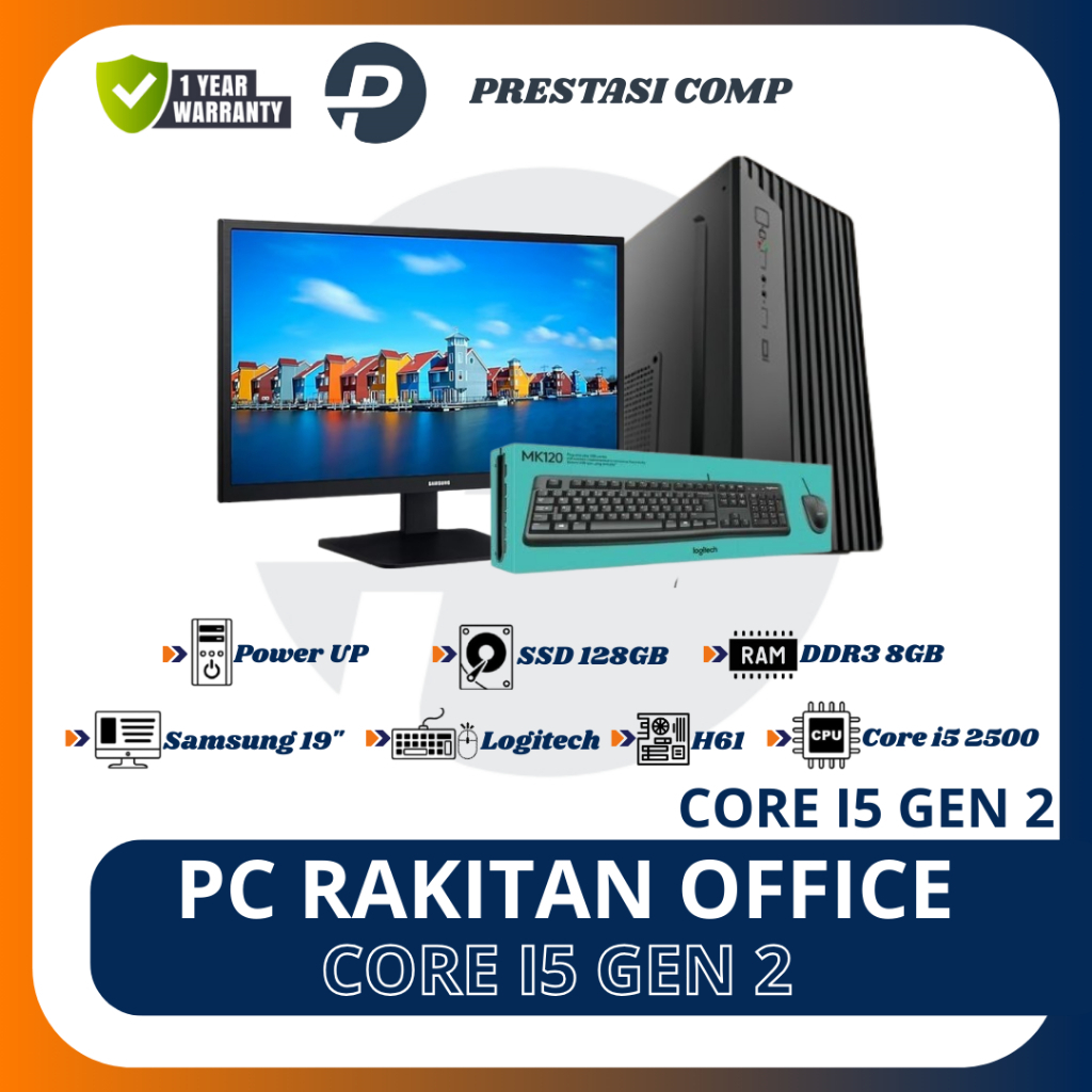 PC Rakitan Core i5 Gen 2 RAM 8GB SSD 128GB Monitor Samsung 19 Inch - Komputer Dekstop Kasir Olshop K