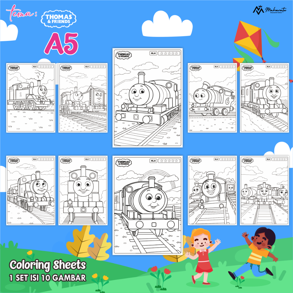 

[THOMAS AND FRIENDS] KERTAS EDUKASI MEWARNAI ANAK A5 - LEMBAR GAMBAR READY STOCK 10 LEMBAR - COLORING SHEET FOR SHEET