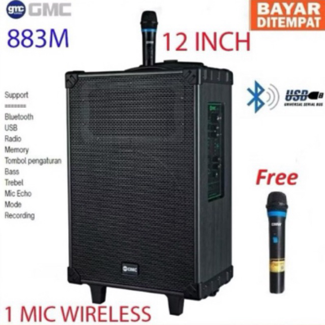 SPEAKER ORIGINAL 100% GMC 883 M BLUETOOTH 12" + 1 MIC SPEAKER MULTIMEDIA GMC 883 M BT
