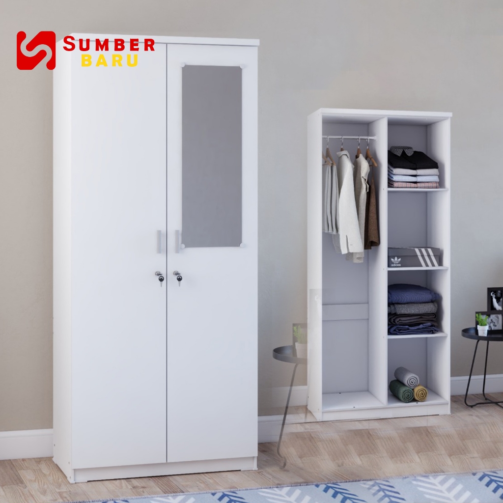 Lemari Kayu Pakaian 2 Pintu - Lemari Pakaian Minimalis