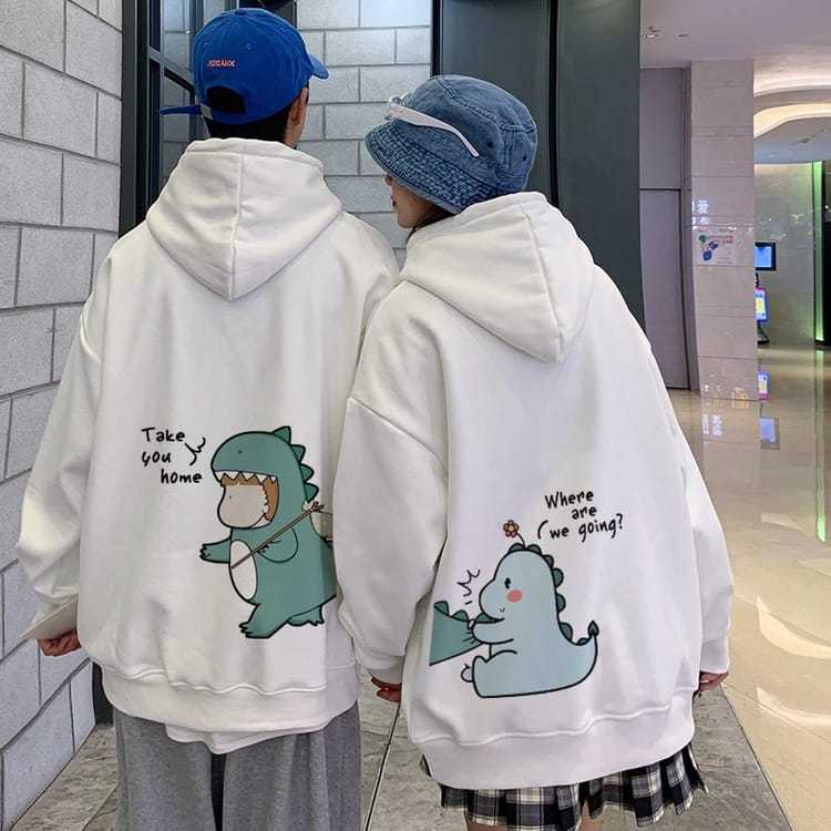 sweater Dino / switer couple pasangan ( isi 2 pcs ) Dino hoodie pasangan dinosaurus sweater couple c