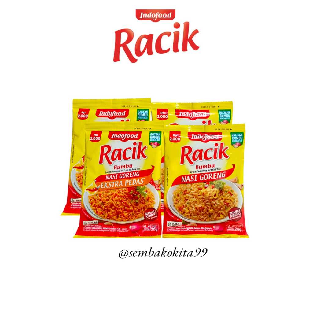 

Indofood Racik Bumbu Nasi Goreng Biasa & Ekstra Pedas || 20gr 1 Renteng Isi 10 Sachet