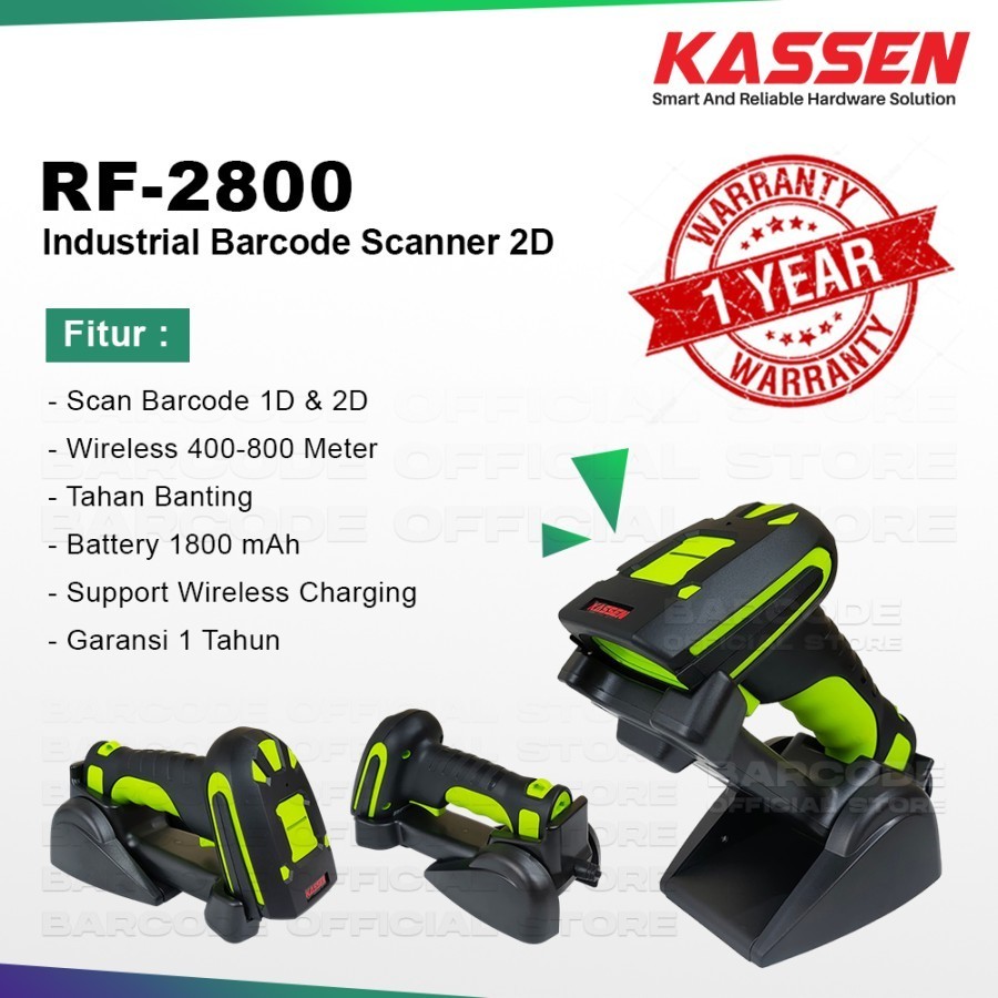 BARCODE SCANNER WIRELESS INDUSTRIAL KASSEN RF-2800 - RF 2800 - scan QR