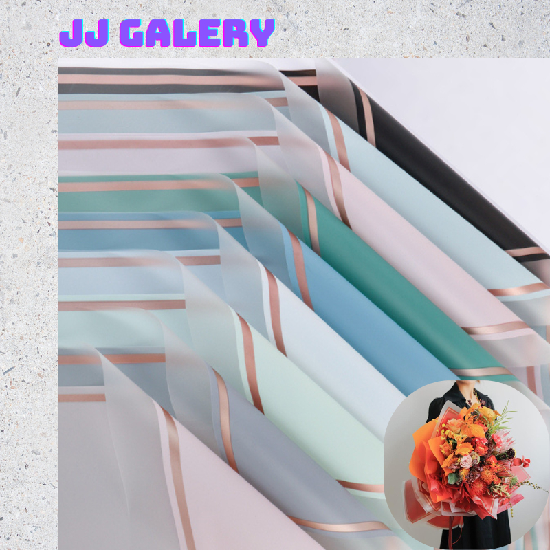 

Flower Wrapping Paper Varian List Gold Frame Transparan Kertas bunga cellophane Florist Kertas Kado KB005
