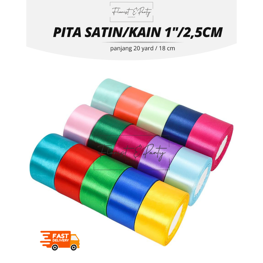 

PITA SATIN MURAH Pita Satin 2 Inch Pita Satin 5 CM Panjang 20 Yard Pita Kado Pita Kain