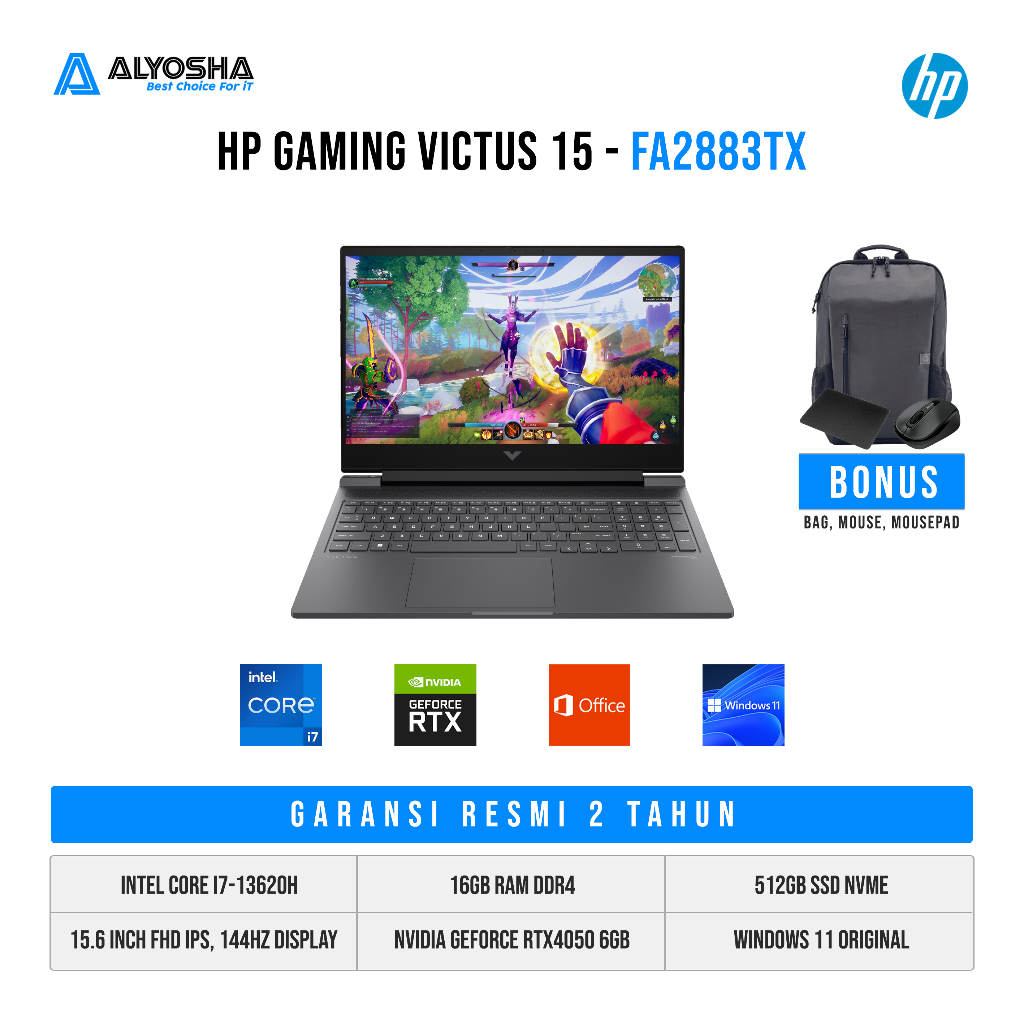 HP Victus 15 FA2883TX | Intel Core i7-13620H | 16GB RAM | SSD 512GB | RTX4050 | WIN11 + OHS24