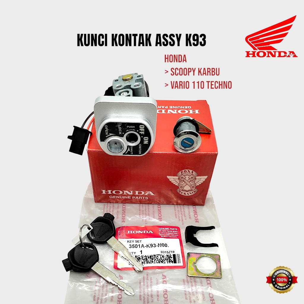 Kunci Kontak Vario 110 Techno Scoopy Karbu Set Komplit Original Honda Keyset Scoopy Kunci Kontak K93