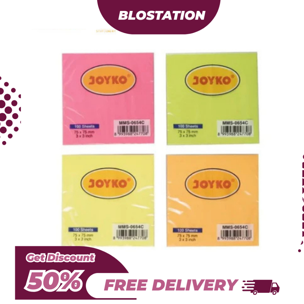 

BT.ID Joyko Memo Sticky Note MMS-0654 Color / Sticky Note Polos 100 Lembar