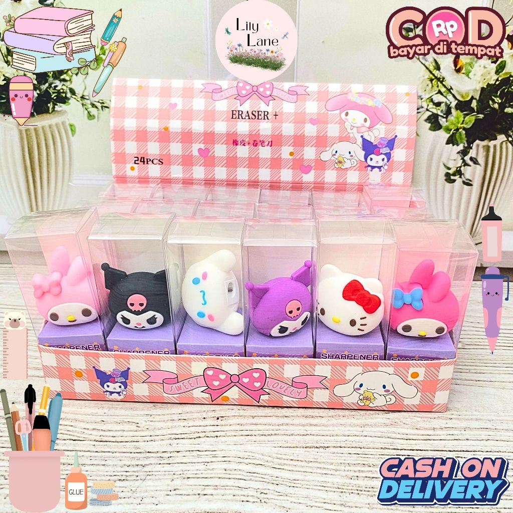 

Rautan Miniatur Kepala Sanrio Perlengkapan Sekolah Stationery Lucu Imut