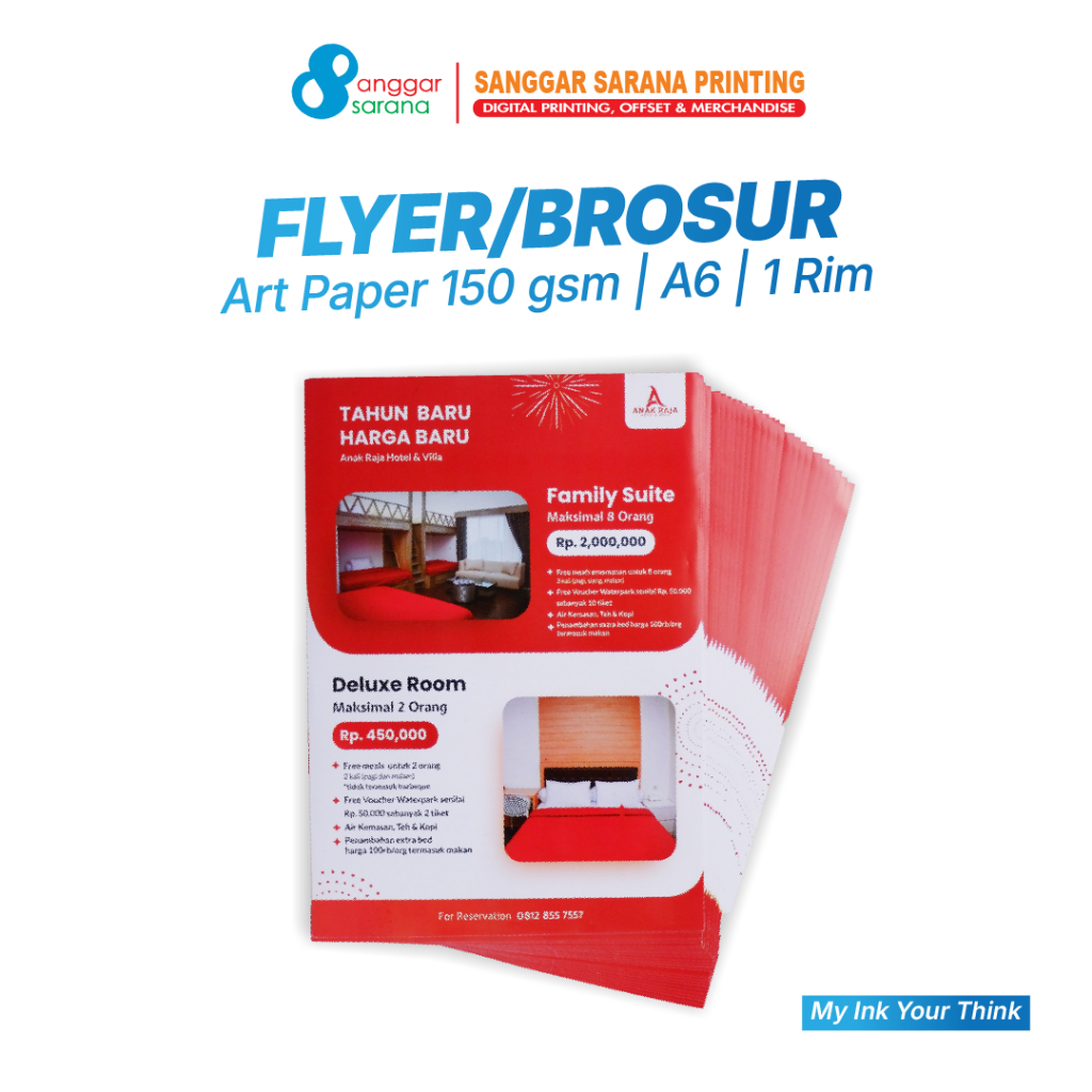 

Brosur/Flyer Custom Bahan Art Paper 150 gr 1 Sisi | 2 Sisi Ukuran A6 1 rim (500 lembar)