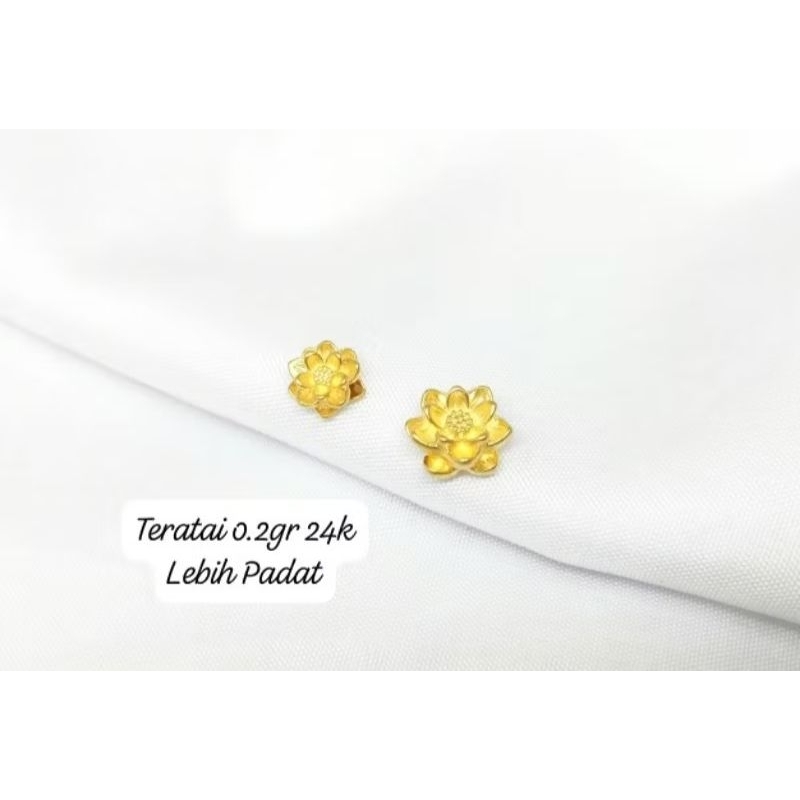 Charm Emas Asli Teratai 24K Hongkong 999%