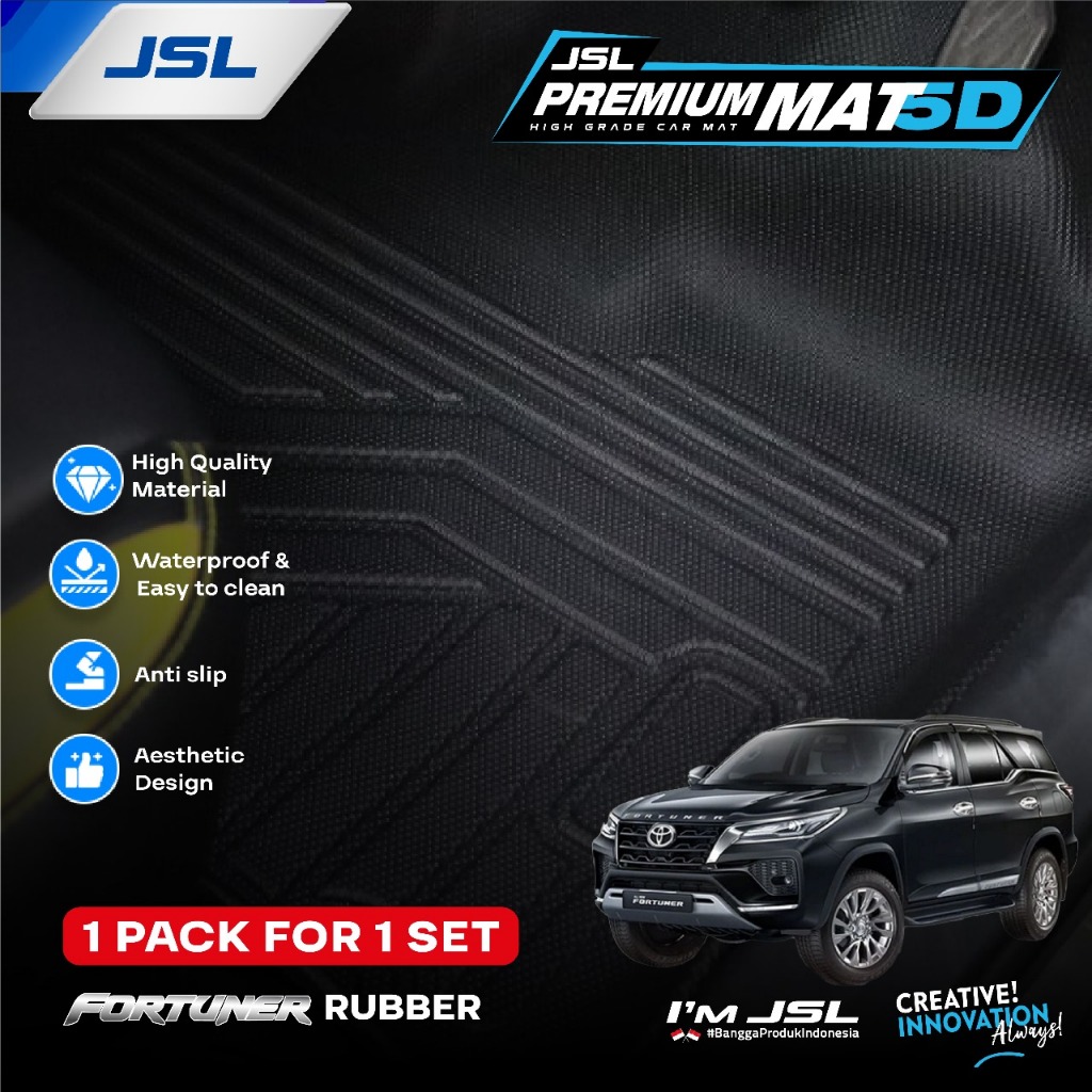 All New Fortuner Karpet Mobil 5D JSL Mat Model Rubber Karet/TPE