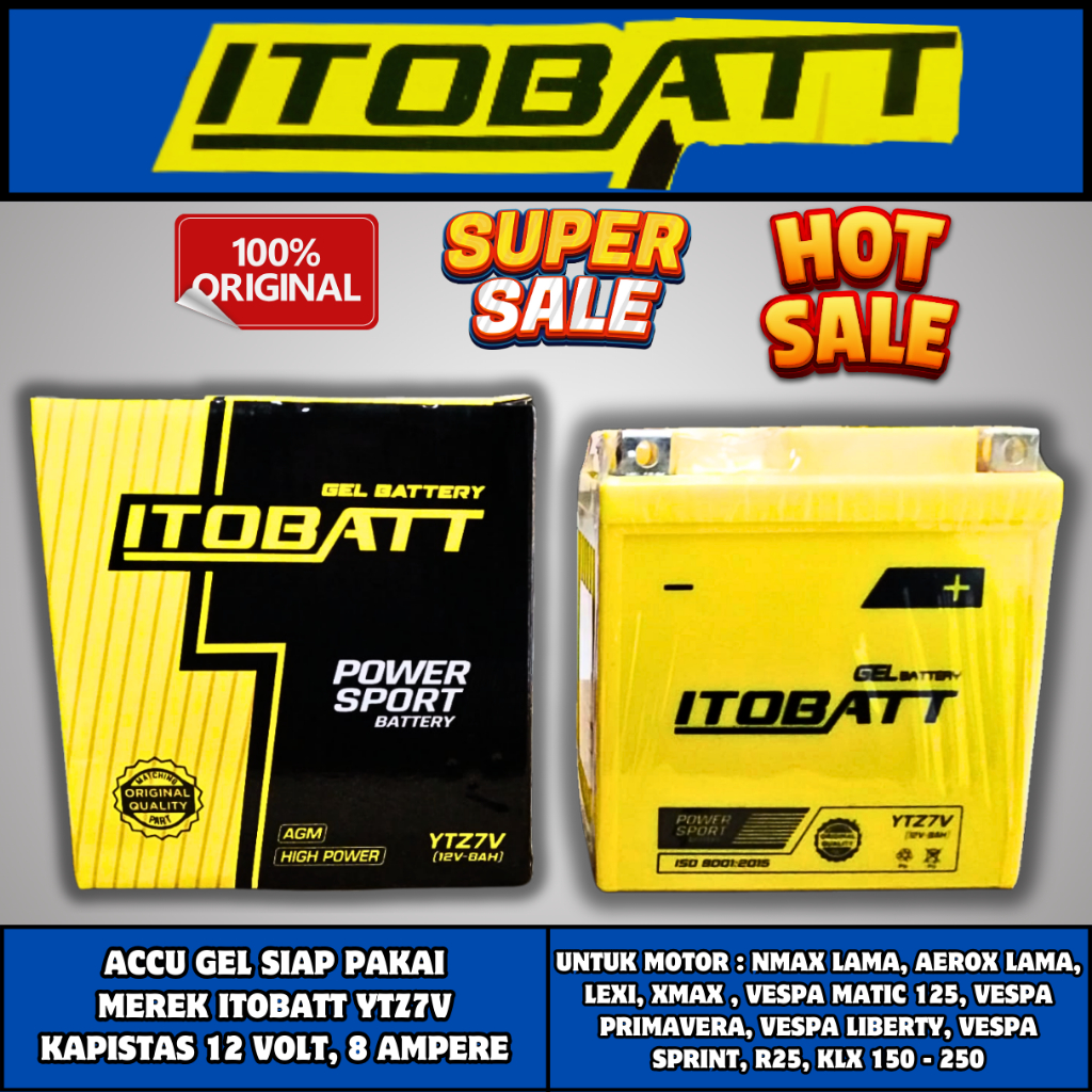 AKI ACCU MOTOR HONDA CB 150 R HONDA CBR 150 HONDA CBR 250 RR ITOBATT YTZ7V / GTZ7V 12V 8Ah AKI KERIN