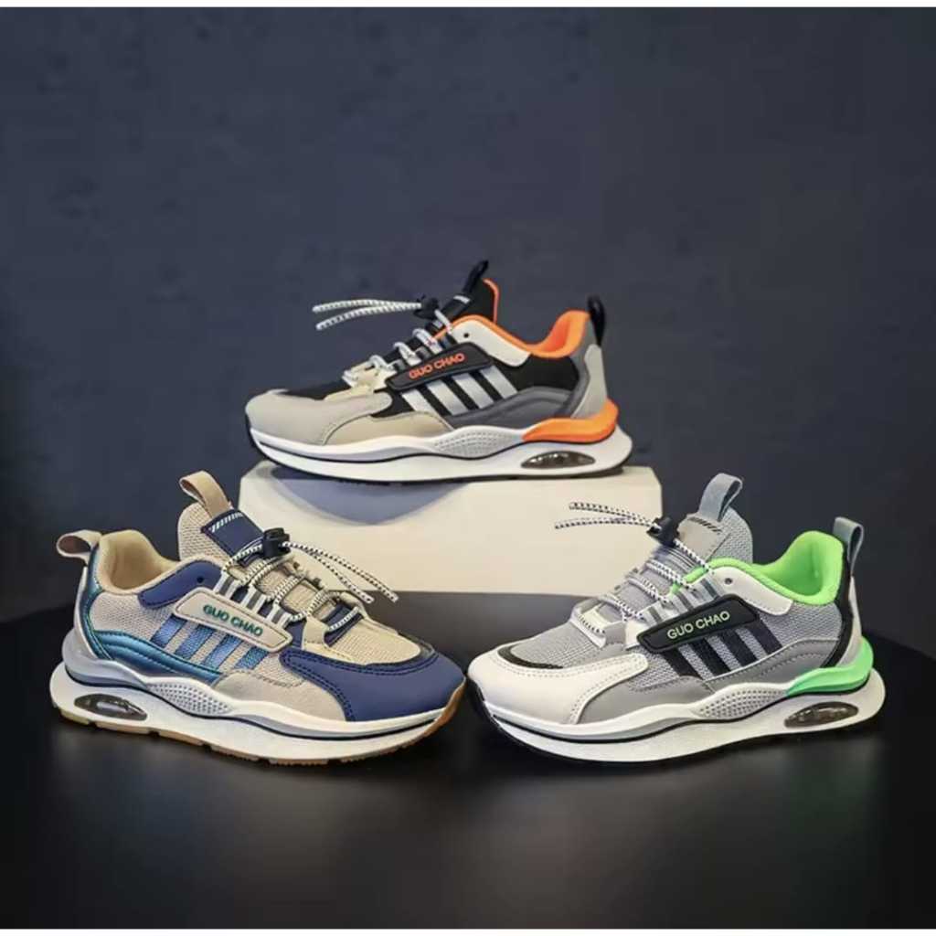 NAYY_Theo Sepatu Anak Anak Guo Chao Sneakers Anak Kasual Hitam Krem Hijau