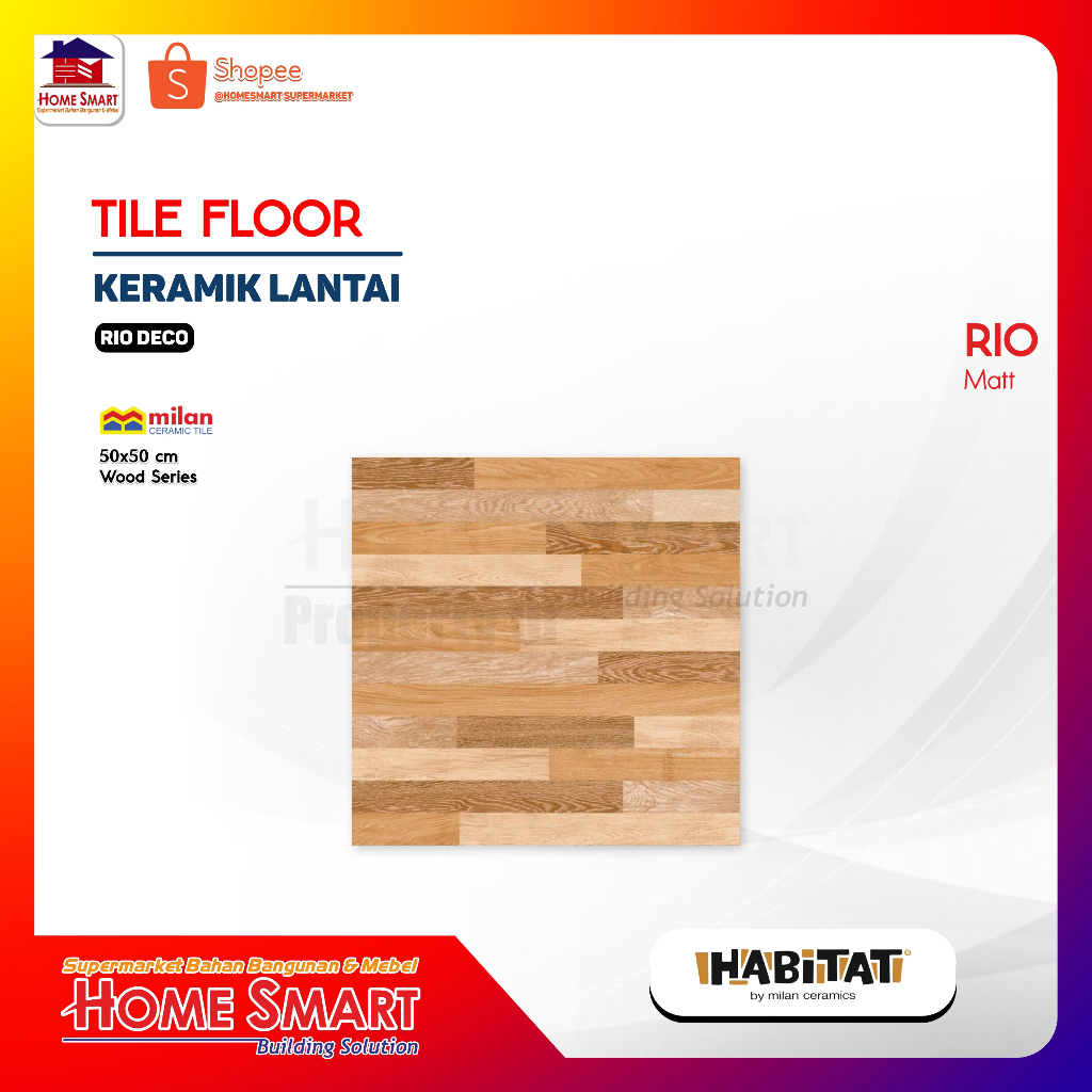 Keramik Lantai Milan Rio Deco 50x50 Kw1 Motif Kayu Surface Matt