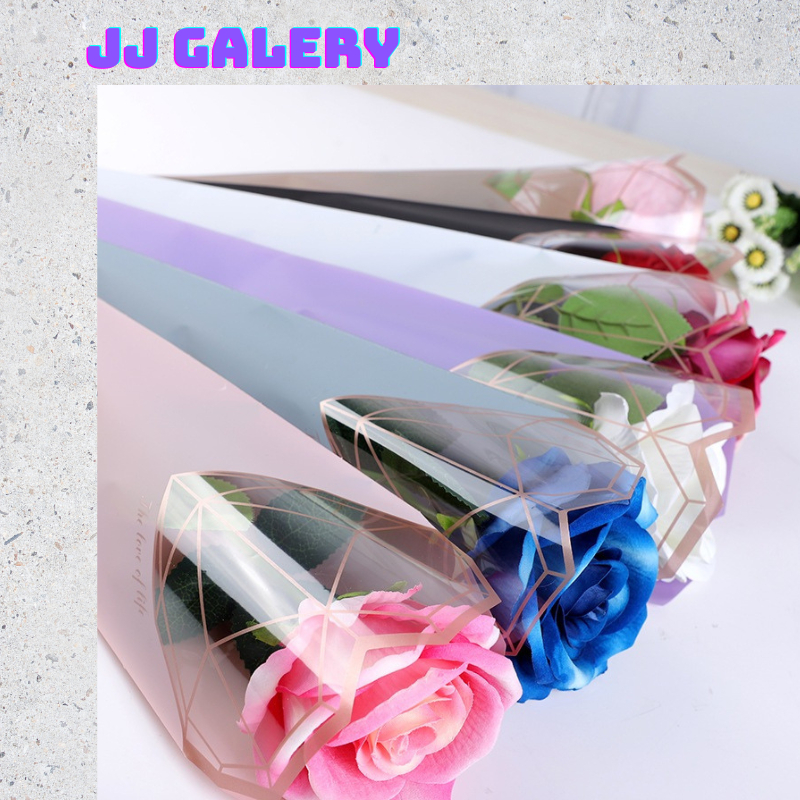 

20 LEMBAR Plastik Bunga Mawar 1 Tangkai Wrapping Plastik Mini Buket Plastik Bungkus Bunga SF01