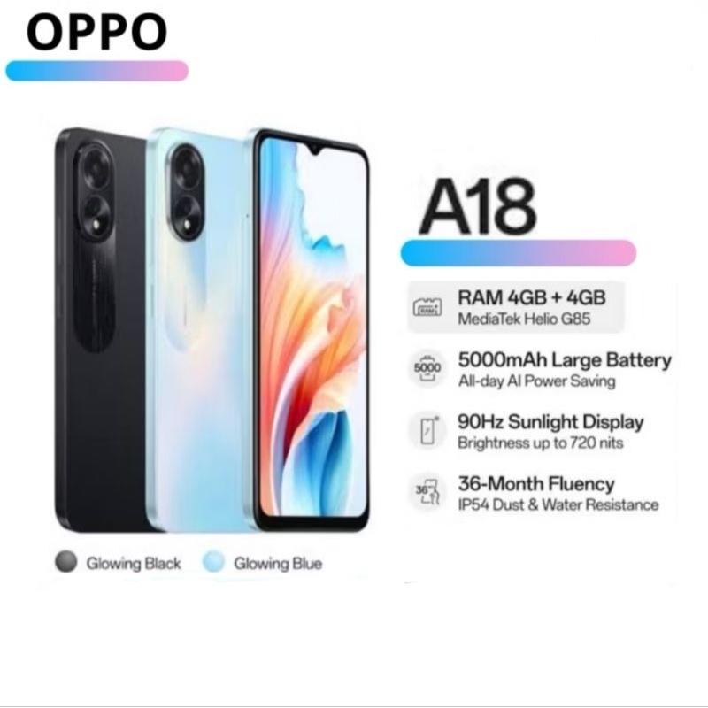 Oppo A18 4G 4/128 Baru Segel Original Garansi Resmi Oppo