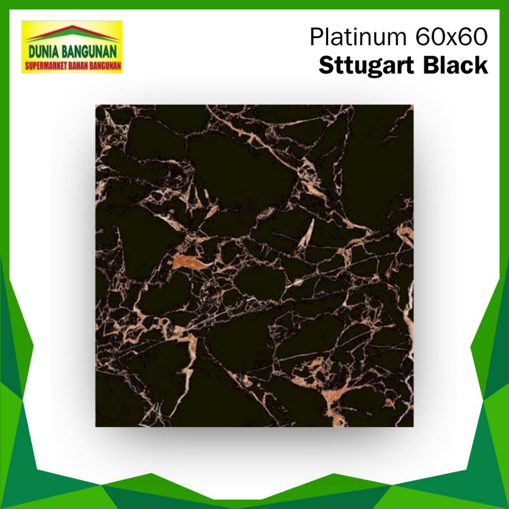Keramik Lantai 60x60 Platinum Sttugart Black Keramik Motif Hitam Corak Emas / Keramik Lantai Marmer 