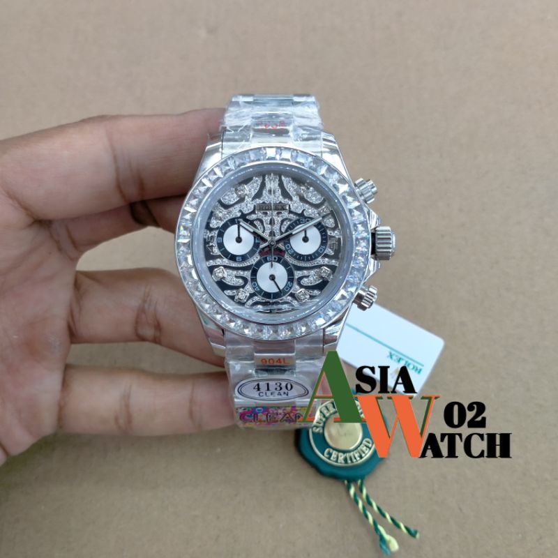 jam tangan pria Swiss clean day tona Tiger Cosmo graph bahan allsainsstell 904L box fullset kaca sap