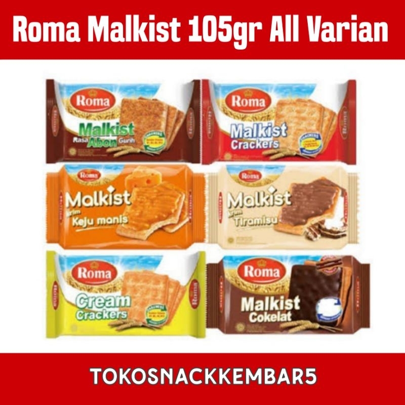

ROMA malkist 105gr All Varian Malkist Crackers + Abon + Tiramisu+ Kejumanis + Cream