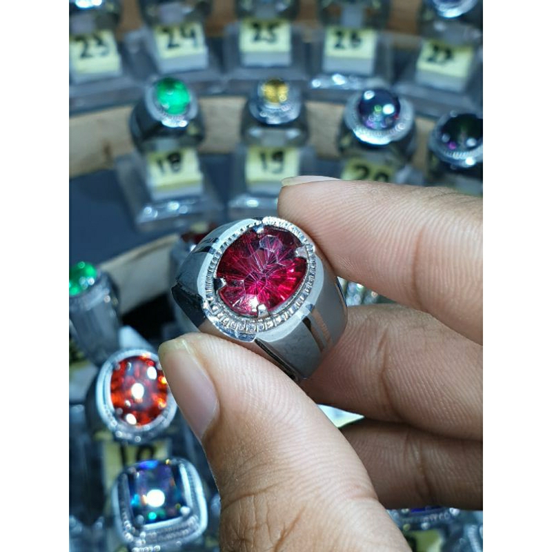 red topas cutting costume ring monel