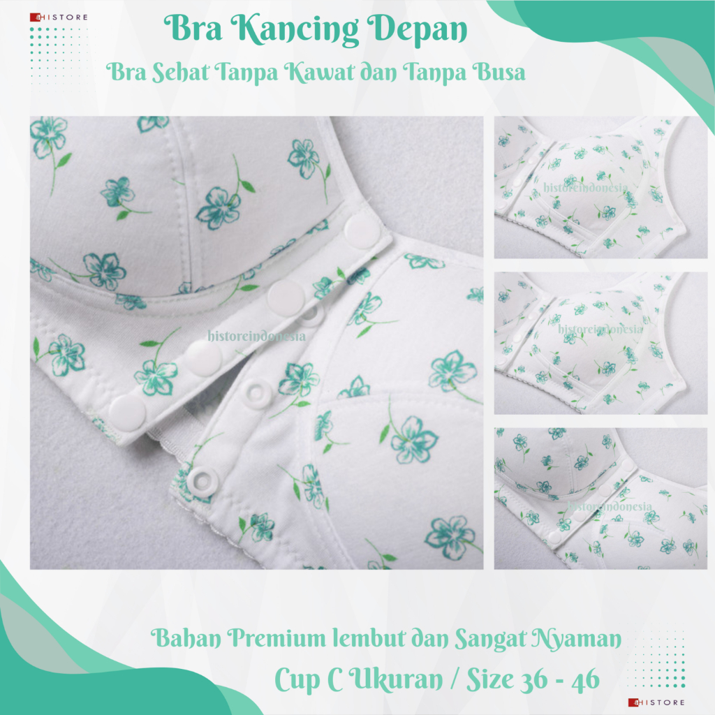 Bra BH Wanita Push Up Kancing Buka Depan Tanpa Busa & Tanpa Kawat Lembut & Nyaman 3002