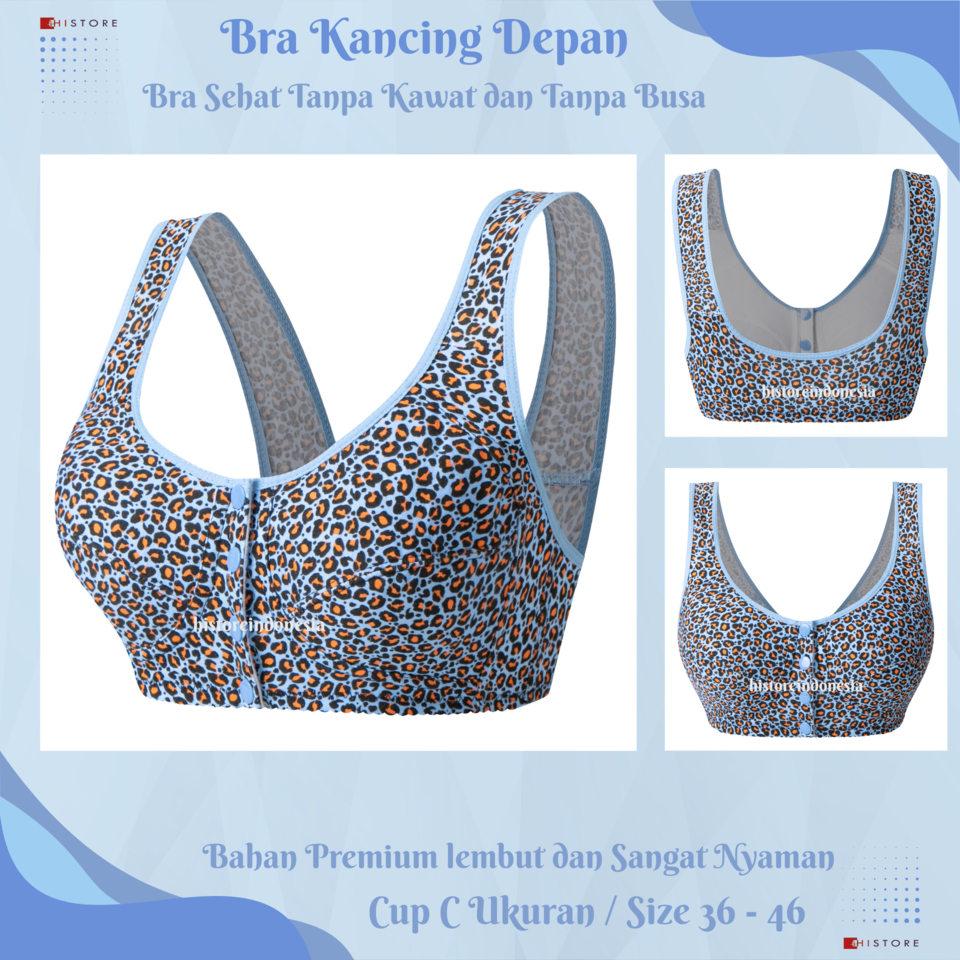 BH Wanita Push Up Kancing Buka Depan Tanpa Busa & Tanpa Kawat Lembut & Nyaman 3005