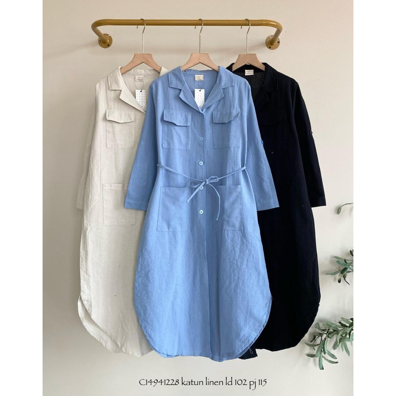 Baju Kemeja Linen Premium LD 120 Wanita / Fashion Atasan cewek Terbaru / Pakaian Perempuan / Busana 