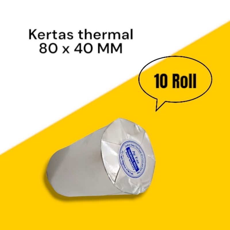 

kertas thermal 80x40 paket 10 Roll Kertas struk kasir printer ukuran 80 mm
