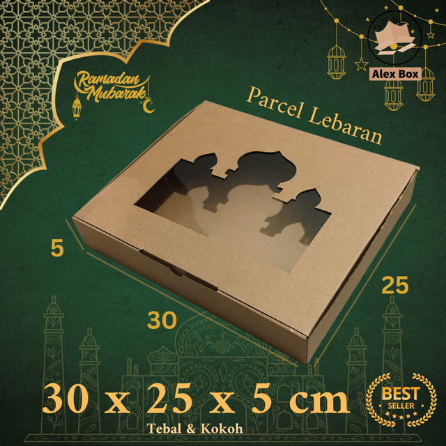 

Kardus Parcel Lebaran Ukuran 30 x 25 x 5 cm | Box Mika Hampers Idul Fitri | Diecut Hantaran Kue