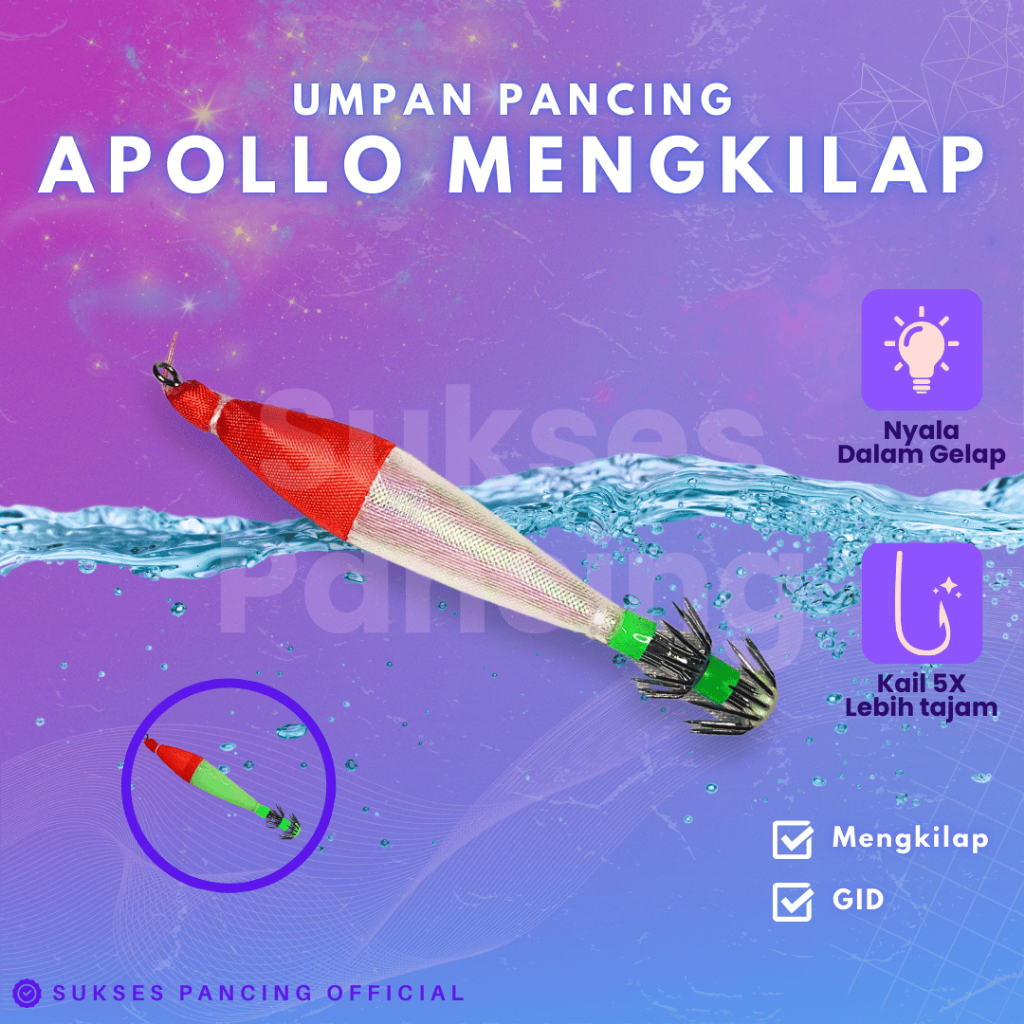 Umpan Pancing Cumi Apollo Model Mengkilap 2.0/2.5/3.0/3.5 Glow In The Dark