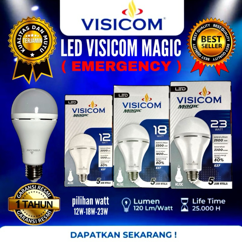 LED VISICOM MAGIC / EMERGENCY ALL WATT 12W - 18W - 23W Bergaransi 1 tahun