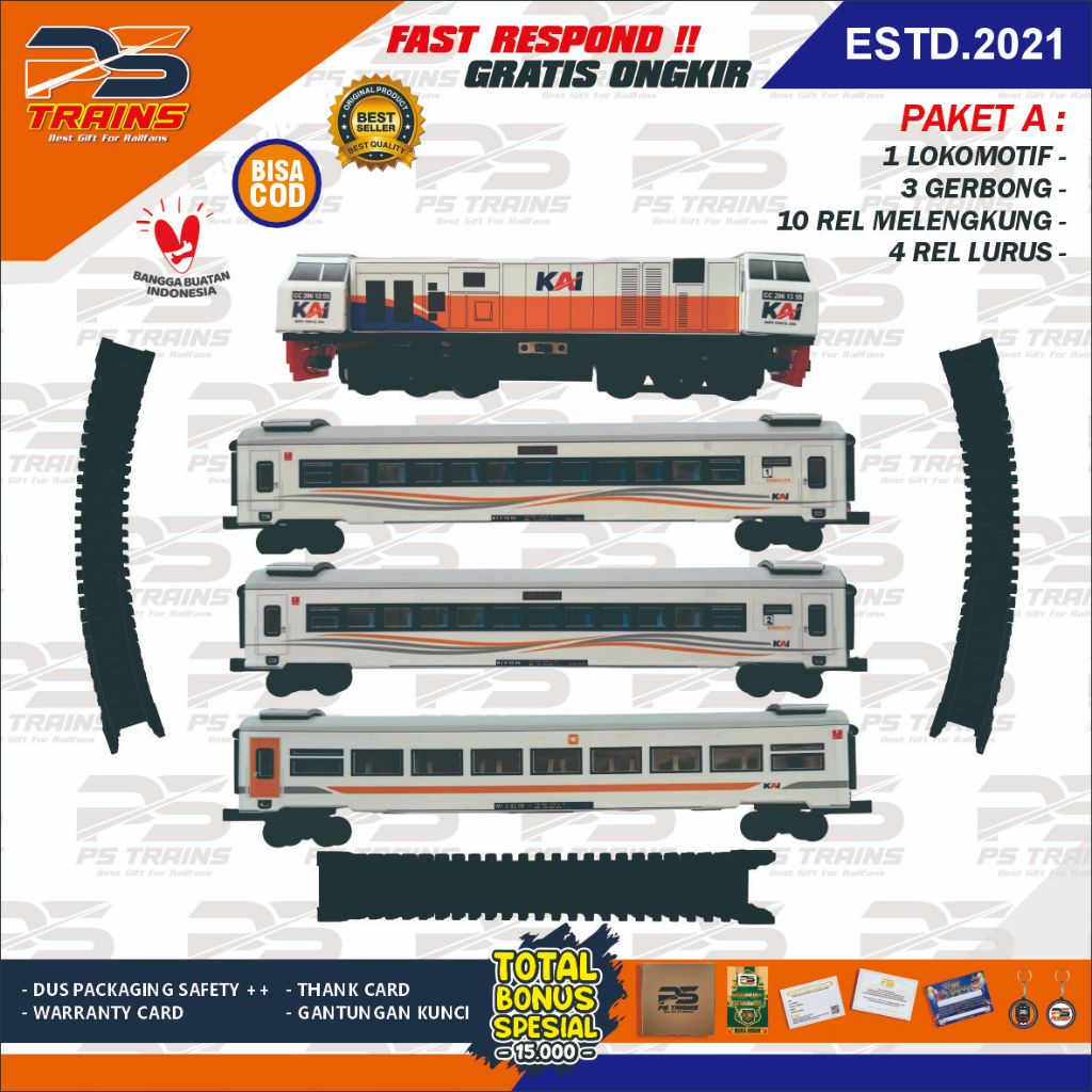 [ MODE CHARGER SET ] RANGKAIAN MAINAN MINIATUR KERETA API CC206 EKSEKUTIF MILD STEEL 2