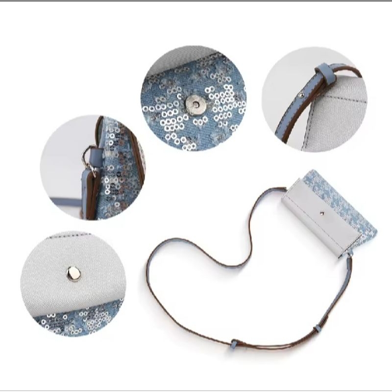 Les Catino Tas Wanita Sling Phone Mini Bag Nile Daisy Warm Taupe, Nile Round, Nile Stripe White Blac