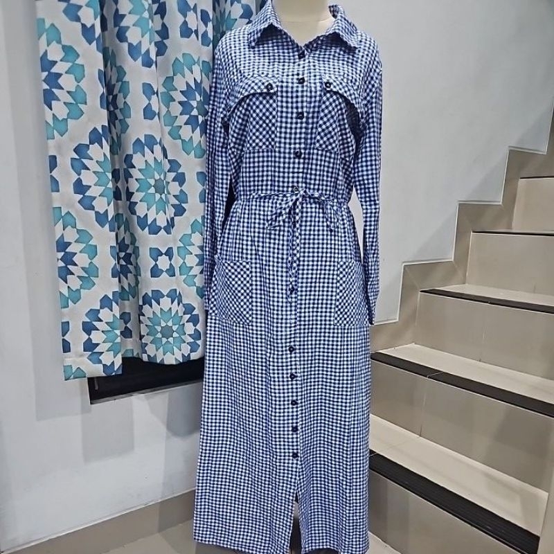 Preloved Maxi Dress Checkered Zanzea Like New