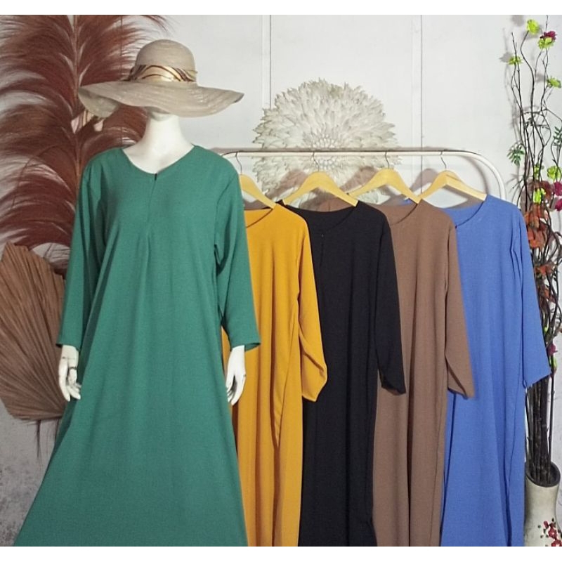Dress Gamis Polos Wanita Muslimah Dewasa - Gamis Muslim Crinkle LD 115