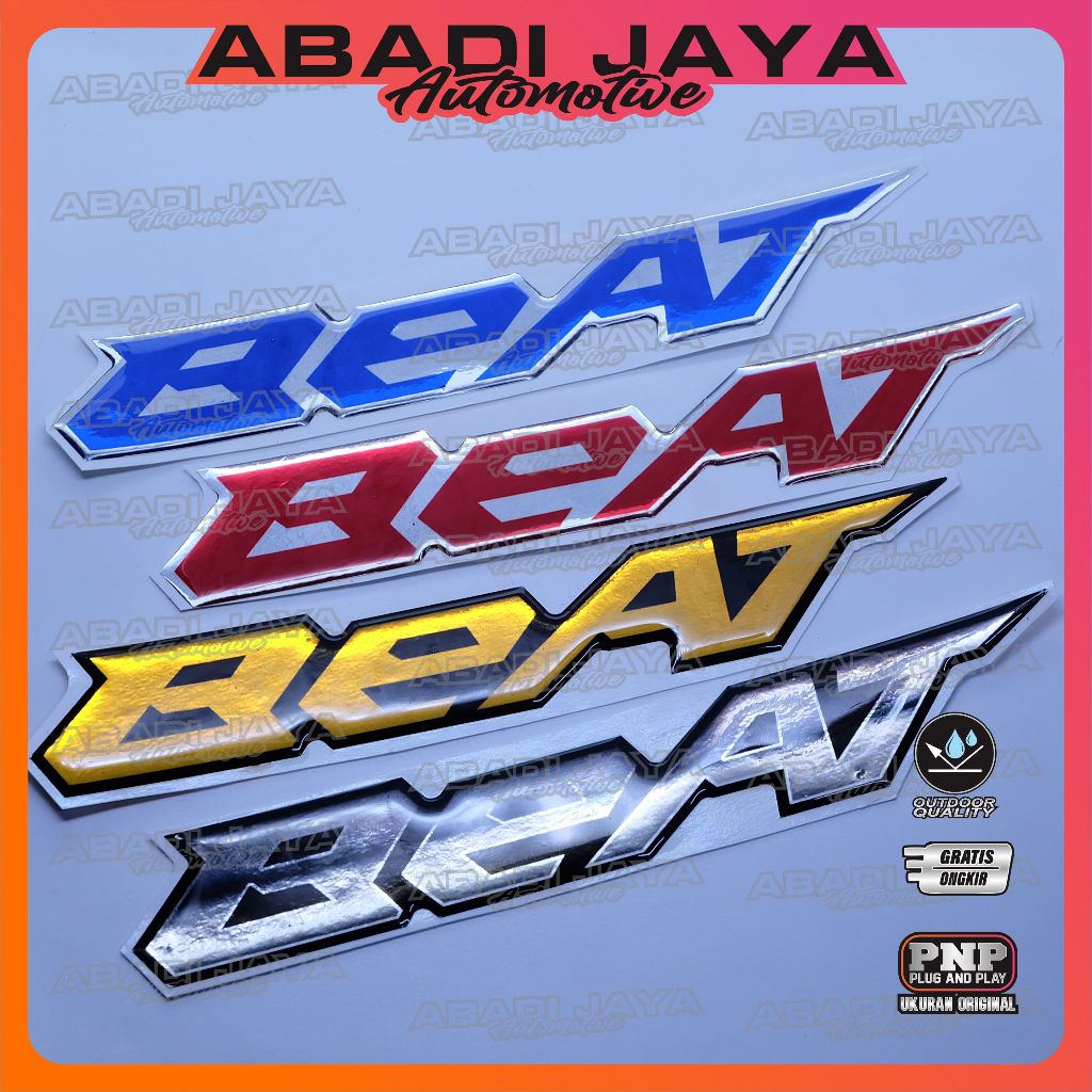 emblem timbul honda beat / emblem titanium honda beat / emblem beat jepang