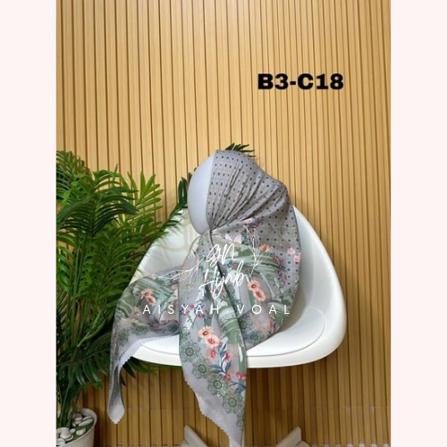 GN Hijab -  Aisyah Voal / Hijab Segi Empat / Hijab Motif Segi Empat / Hijab Premium Tegak