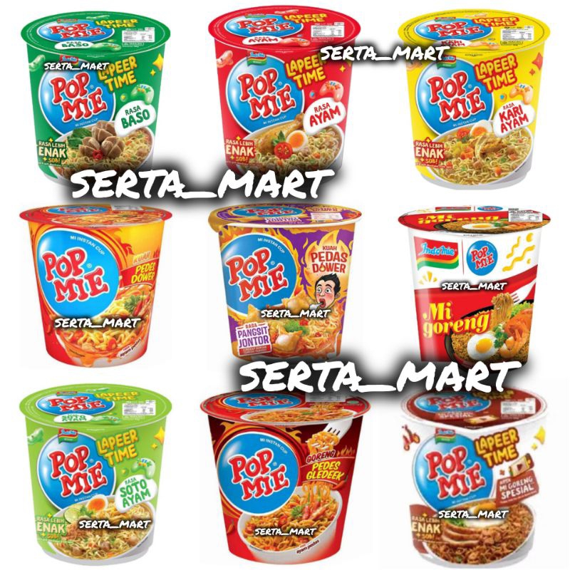 

Pop Mie Mi Instan Cup Kuah / Goreng 75gr - Pop Mie Mini 38gr Soto / Kari / Ayam Bawang / Pedes Gledek