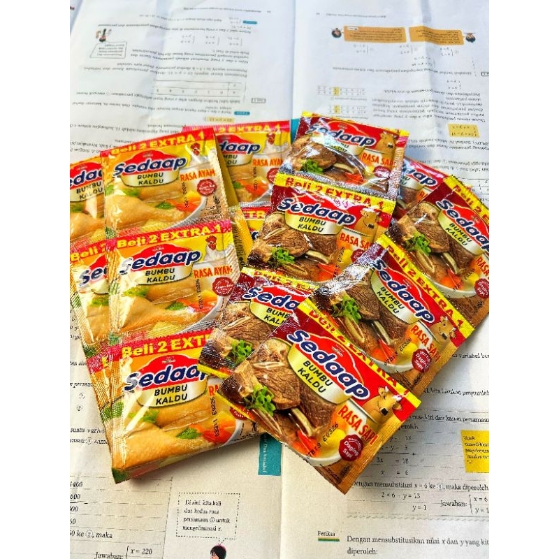 

Bumbu kaldu sedaap, Isi 18 pcs, Rasa ayam dan sapi, Penyedap masakan serbaguna