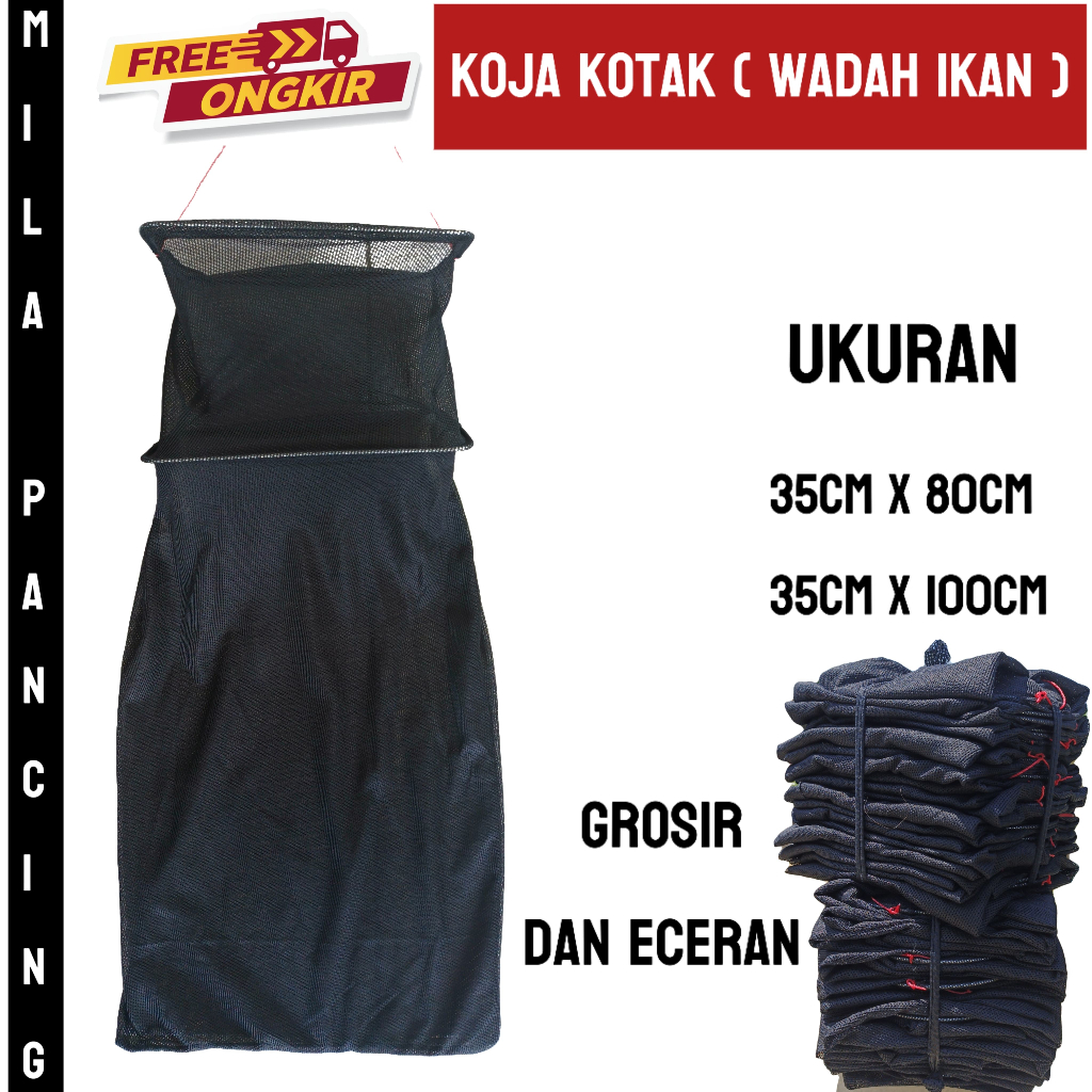 koja kotak keramba kantong ikan wadah ikan bahan kain jala kuat