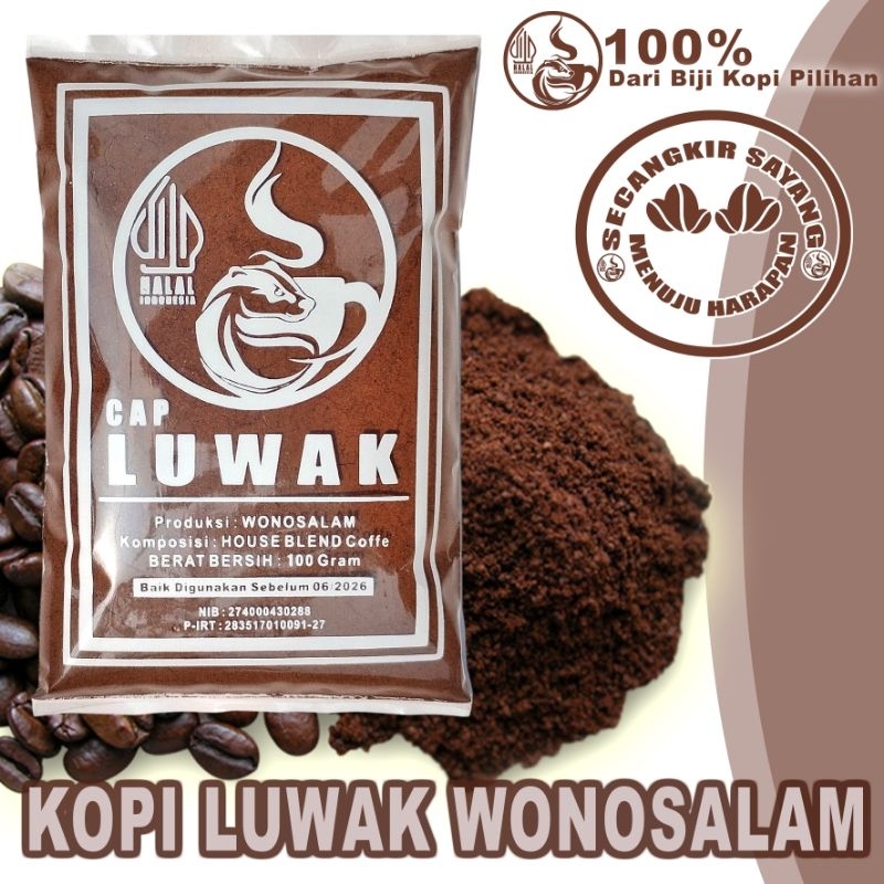 

Kopi Luwak Wonosalam - Kopi Bubuk Murni (Murah Nikmat) - 100 Gram -Kopi Giras / Kopi Bubuk Giras