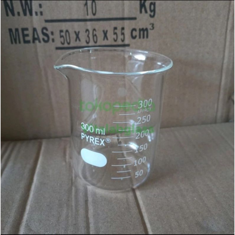 gelas beaker/gelas kimia 300 ml pyrex