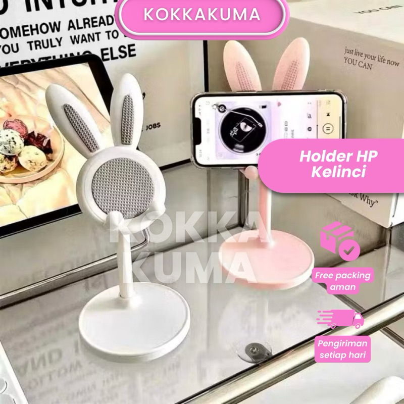 ( KKM ) AB153 Holder HP kelinci Stand HP motif Kelinci Phone Holder Stand Berdiri Bentuk Kelinci