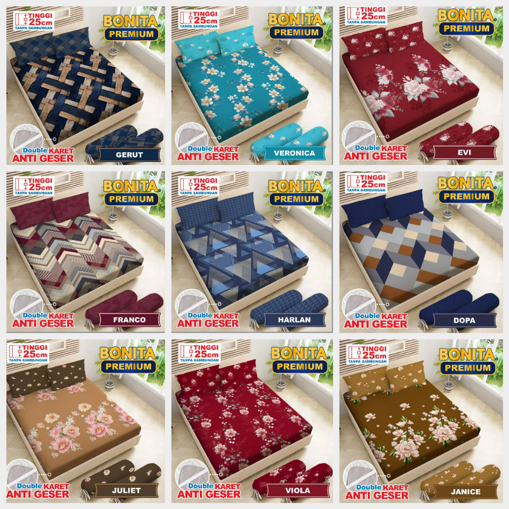 BONITA ELEGANT Sprei Tinggi 25 cm Uk. 180 x 200 ( KING ) BONITA PREMIUM